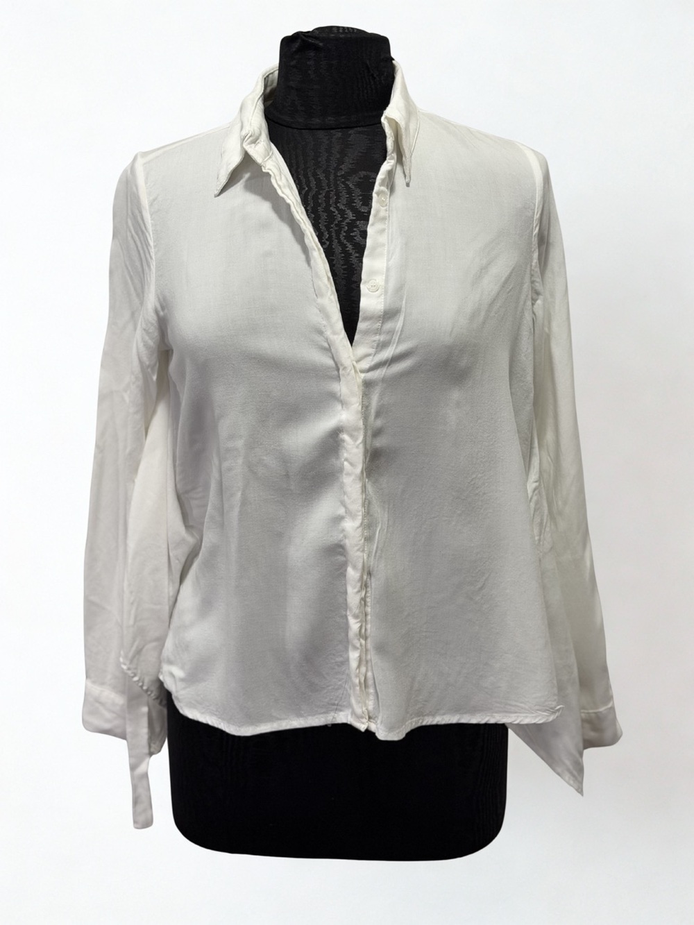 Women's White Button-Down Shirt with Point Collar size M - Picture 1 of 8